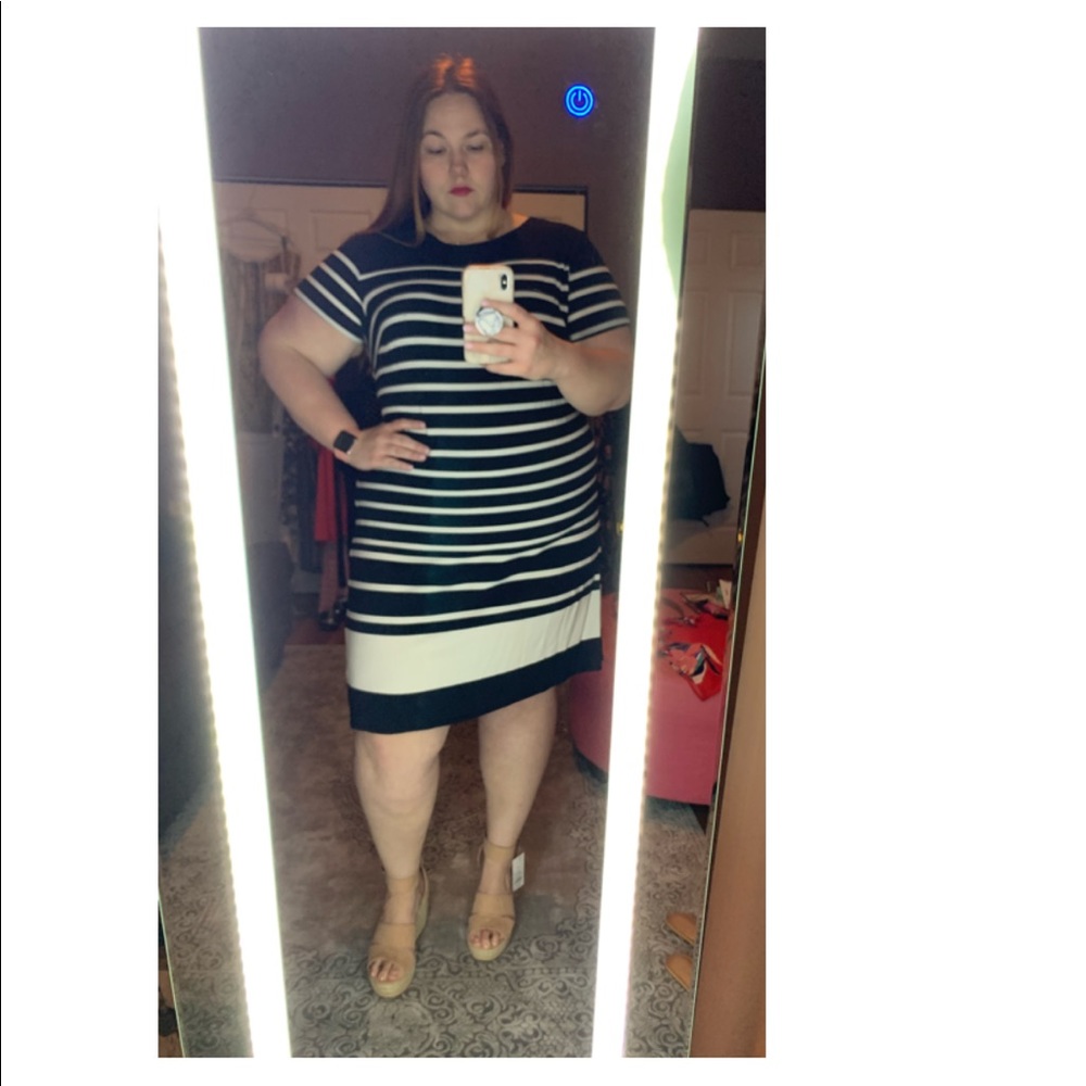 Ava & Viv Black and White Striped T-shirt Dress